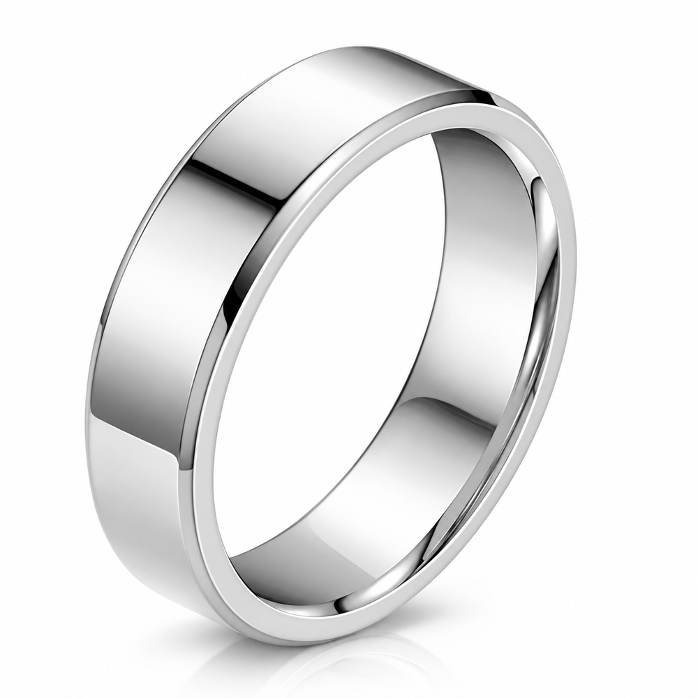 Bevel-Edge Titanium Steel Ring